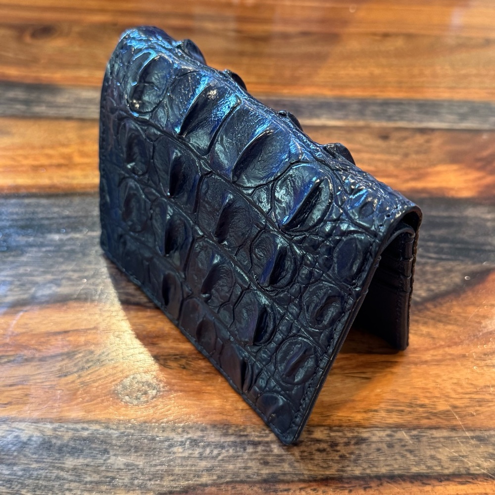 Genuine Croc Leather Wallet Dark Cobalt Color - Picture 4 of 12